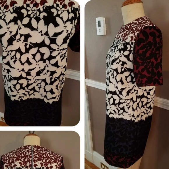 ⭐️Zara,Woman,Color Block-Print,Short Sleeve Dress,Burgundy/Navy/White,Size Small - Picture 7 of 14